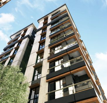 3D render of 3 buildings exterior