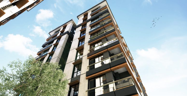 3D render of 3 buildings exterior